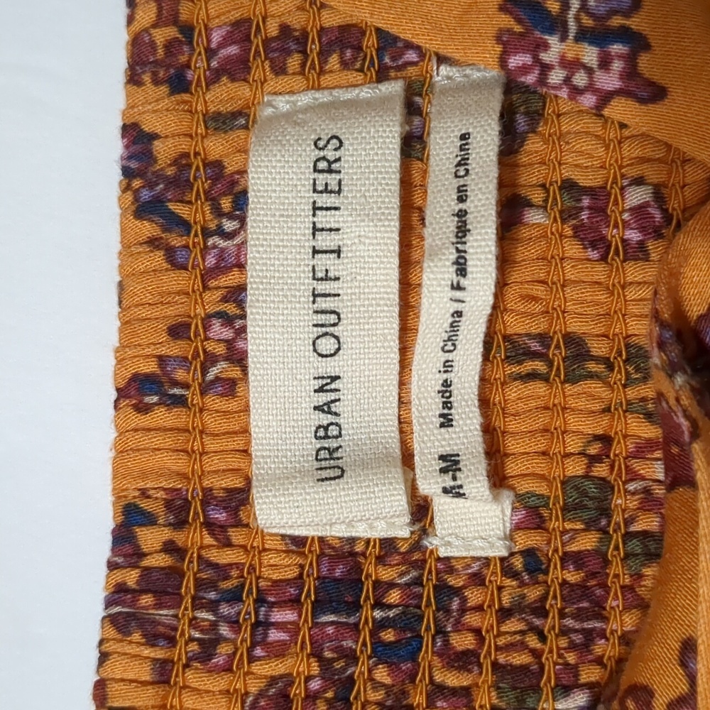 Urban outfitters orange floral long sleeve cropped blouse women Medium - Picture 7 of 11